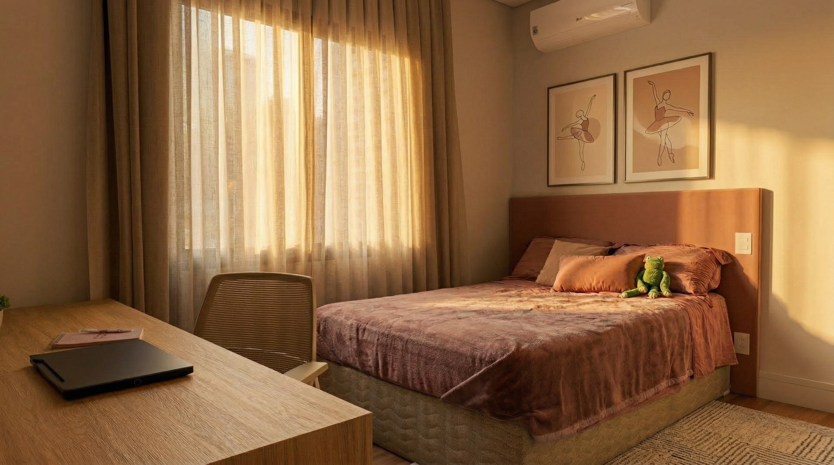 Quarto projetado por KAI Arquitetura